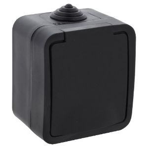 Afbeeldingen van Q-Link contactdoos opbouw - 1-voudig - met randaarde - spatwaterdicht IP54 - zwart