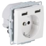 Afbeeldingen van Berker S1 contactdoos inbouw - 1-voudig - randaarde - met USB type A - polarwit