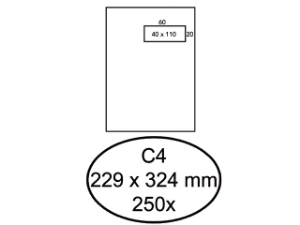 Afbeeldingen van Hermes envelop venster zk 229x324 wit 120gram 250stuks vr re 4x11, c4ahe120g80s 