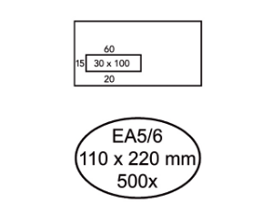 Afbeeldingen van Quantore envelop venster ea5/6 zelfklevend 80gram wit venster links30, q180517 