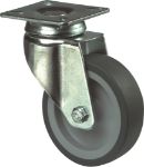 Afbeeldingen van Kelfort Zwenkwiel 75 mm met glijlager met bevestigingsplaat grijs rubber gegalvaniseerd verzinkt