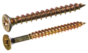 Afbeeldingen van Spaanplaatschroeven platkop 4.0 x 30 PZ-2 staal gehard geelverzinkt