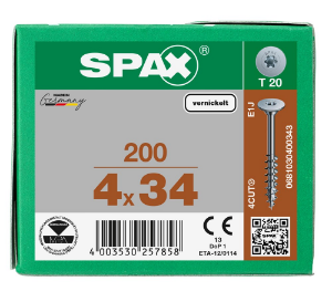 Afbeeldingen van SPAX Corpusschroef achterwandschroef T-STAR plus staal T20 4 x34