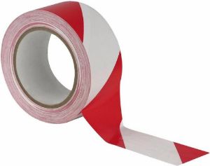 Afbeeldingen van Kelmaplast Zelfklevend afzetband Plakband rood/wit 60mm  66 meter