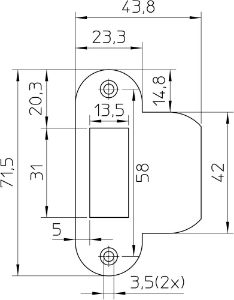 Afbeeldingen van Nemef Sluitplaat P1255 t.b.v. loopslot ronde hoek rvs
