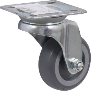 Afbeeldingen van Kelfort Zwenkwiel 50 mm met glijlager met bevestigingsplaat grijs rubber gegalvaniseerd verzinkt