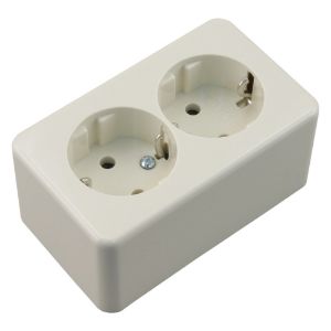 Afbeeldingen van Berker contactdoos opbouw - 2-voudig - randaarde - polarwit