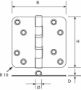 Afbeeldingen van DX Kogellagerscharnier, afgerond, geborsteld rvs / zwart, 89 x 89 x 2.4 mm
