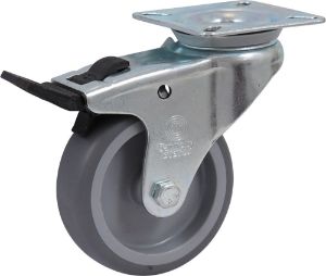 Afbeeldingen van Kelfort zwenkwiel met plaat en rem, rubber band