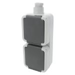 Afbeeldingen van Peha contactdoos spatwaterdicht opbouw - 2-voudig - randaarde - met wartel M20 - grijs