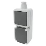 Afbeeldingen van PEHA Combinatie schakelaar+wcd opbouw combi spatwaterdicht wissel, met randaarde, verticaal