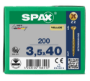 Afbeeldingen van SPAX Glaslatschroef verzinkt, geel gebichromatiseerd, 3.5 x 40 mm