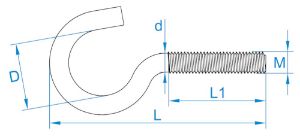 Afbeeldingen van GebuVolco Schroefhaken metrisch (ijzer gegalvaniseerd) 026 ev m5x50x16mm 4.4+
