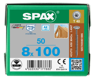 Afbeeldingen van SPAX Constructieschroef discuskop T-STAR plus rvs A2 8x100mm