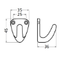 Afbeeldingen van Hermeta Handdoekhaak 0551 36mm