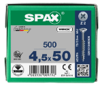 Afbeeldingen van SPAX Spaanplaatschroef Blank verzinkt A2J 4,5x50 PK