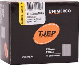 Afbeeldingen van TJEP Brad 0° 16GA TF-16 RVS A4 1,6x25mm (5000)