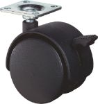 Afbeeldingen van Kelfort Meubelzwenkwiel 40 mm met bevestigingsplaat 42 x 42 mm met rem zwart