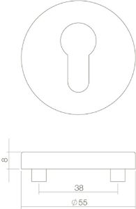 Afbeeldingen van INTERSTEEL Rozet rond 55 mm met profielcilindergat rvs geborsteld 3522