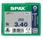 Afbeeldingen van Spax schroeven, 3.0 x 40 mm, platkop, gegalvaniseerd, verzinkt