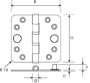 Afbeeldingen van Dx veiligheid kogellagerscharnier rvs geborsteld 89x89x3.0mm, afgeronde hoeken, skg ***