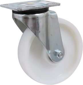 Afbeeldingen van Kelfort Zwenkwiel 100 mm bevestigingsplaat 135x100 mm met kogelllager wit kunststof