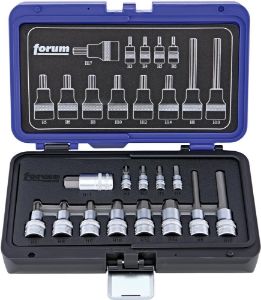 Afbeeldingen van FORUM Schroevendraaierdopsleutelset 1/4"-1/2" binnenzeskant, metrisch 13 delig