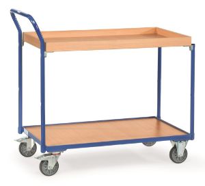 Afbeeldingen van Fetra Lichte tafelwagen laadvlak 1000x600mm Draagvermogen: 250 kg met 1 etagebak met 45mm hoge rand