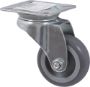Afbeeldingen van Kelfort Zwenkwiel 50 mm met glijlager met bevestigingsplaat grijs rubber gegalvaniseerd verzinkt