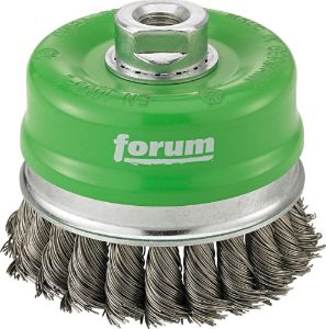Afbeeldingen van FORUM Potborstel, roestvrij staaldraad, geknoopt, steunring RVS M14 80x0,50mm