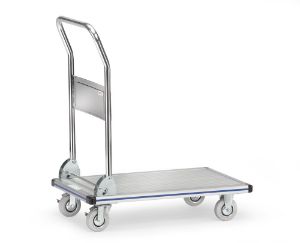 Afbeeldingen van Fetra Aluminium platformwagen laadvlak 740x480mm Draagvermogen: 150 kg Duwbeugel klapbaar