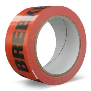 Afbeeldingen van TechnoTape Bedrukte verpakkingstape PVC Solvent Fluor Oranje 50mm x 66m