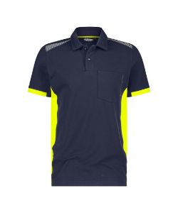 Afbeeldingen van Dassy polo Veracruz nachtblauw/fluor geel