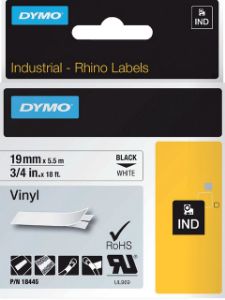 Afbeeldingen van Labeltape Dymo Rhino industrieel vinyl 19mm zwart op wit 18445