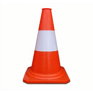 Afbeeldingen van Verkeerspilon oranje-wit       32cm   