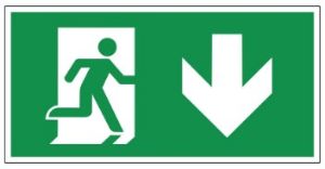 Afbeeldingen van Bord nooduitgang pijl naar beneden 300x150mm