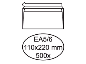 Afbeeldingen van Hermes envelop bank 110x220 wit 80gram 500stuks zelfklevend, ea56he80s 