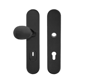 Afbeeldingen van Oxloc Veiligheid voordeurgarnituur met deurduwer PC72,  kerntrekbeveiliging SKG3 rvs mat zwart