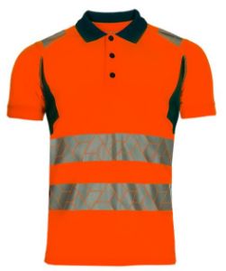 Afbeeldingen van Synq polo Obvias fluor oranje/marineblauw