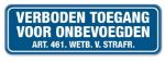 Afbeeldingen van Bord pvc verb.toegang art.461 400x150mm