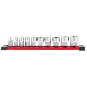 Afbeeldingen van MILWAUKEE® Doppenset 3/8” FOUR FLAT™ SAE maten (10-delig)