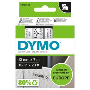 Afbeeldingen van Labeltape Dymo LabelManager D1 polyester 12mm zwart op transparant S0720500