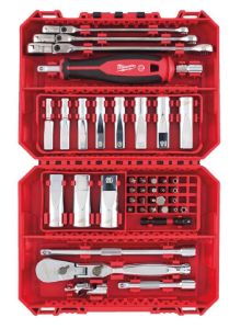 Afbeeldingen van MILWAUKEE® Doppenset, ratel en ringratel - steeksleutel flex set 1/4" FOUR FLAT™ (42-delig)
