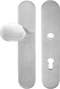 Afbeeldingen van Oxloc Veiligheidsgarnituur met deurduwer RVS L+R 92mm buiten blind