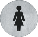 Afbeeldingen van Oxloc Symboolplaat dames, 75 mm, rond, zelfklevend, rvs mat geborsted