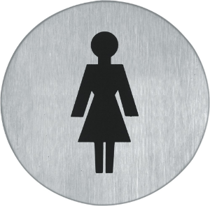 Afbeeldingen van Oxloc Symboolplaat dames, 75 mm, rond, zelfklevend, rvs mat geborsted