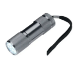 Afbeeldingen van Zaklamp aluminium met koord  9-leds, inclusief batterijen