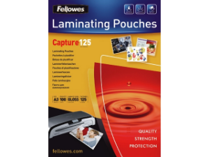 Afbeeldingen van Fellowes lamineerhoes, a3, 125 micron, verpakking 100 vel, 5307506, capture, glanzend