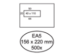 Afbeeldingen van Hermes envelop venster zk 156x220 wit 80gram 500stuks venster li 4x11, ea5he80v56 