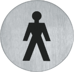 Afbeeldingen van Oxloc Symboolplaat heren, 75 mm, rond, zelfklevend, rvs mat geborsted.